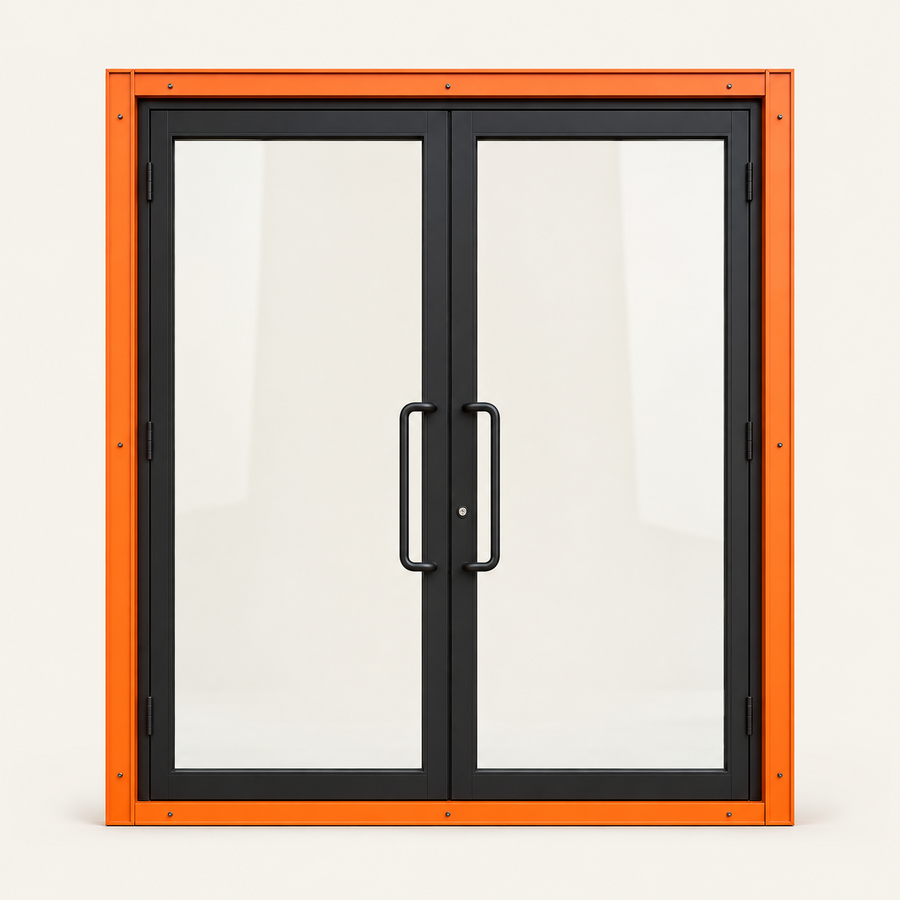 Full-glass storefront door option